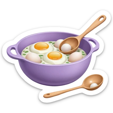 a lilac ceramic mixing bowl with a wooden spoon stirring and sitting next to it is a dozen eggs with the carton lid open sticker