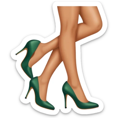 Beautiful and elegant woman legs wearing high heel dark green shoes  sticker