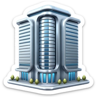 building with technological elements sticker