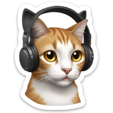 stylish cat wearing headphones sticker