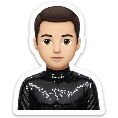 David Silveria from Korn with dark brown hair, light skin, black sequin outfit sticker