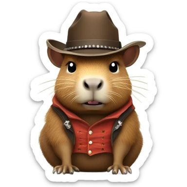 HEB  WORKING CAPYBARA IN A COWBOY OUTFIT WHOS ANGRY sticker