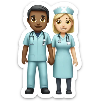 2 nurse male and 2 woman nurse next to eachother sticker