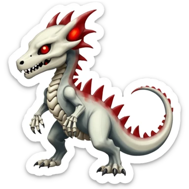 Shiny White Evil Glowing Eldritch Skeletal Creepy Edgy Badass Cool Marowak-Boneknapper-Salandit-Duskull-Darkdramon-fusion with bloody red markings sticker