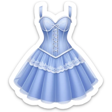 periwinkle and white corset dress, ultra-feminine, lace and tulle sticker