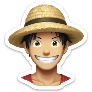 Luffy smiling with strawhat sticker