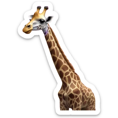 Giraffe eating Purple cloud as tree leaves  sticker