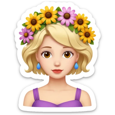 Women with flowers in her hair and flowers all around  sticker