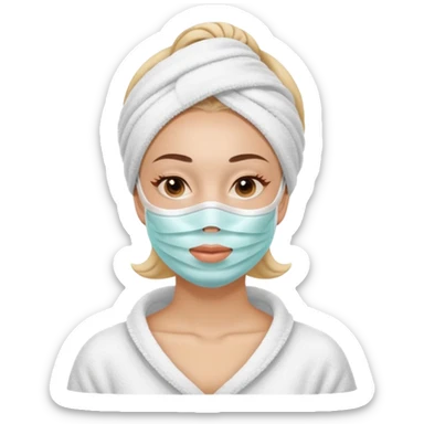 Lady with face mask spa beauty full face relaxing hot sticker