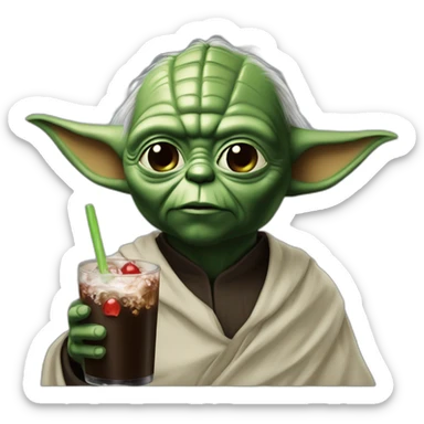 Dark vador buvant un coca  avec Yoda  sticker