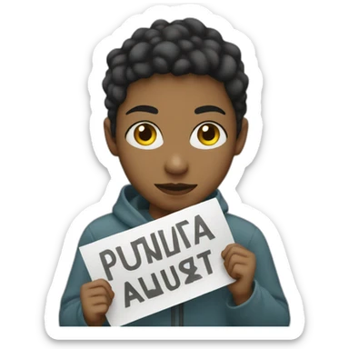 young person with protest sign sticker