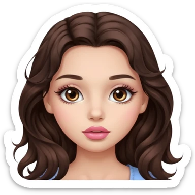 big brown eye very long lashes wavy dark brown hair wheat skin beautiful kissed girl  sticker