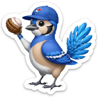 bluejay throwing fastball with toronto blue jays baseball hat sticker
