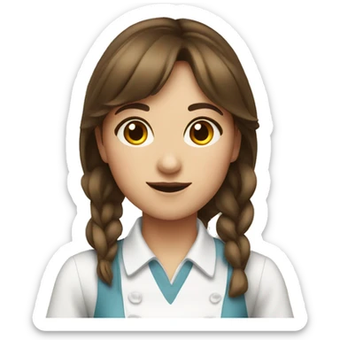 Girl being waitress with brown hair and bangs  sticker