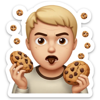 Angry person that’s eating a lot of cookies sticker