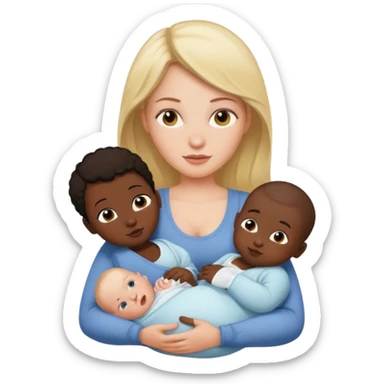White woman breastfeeding a white baby and black baby sticker