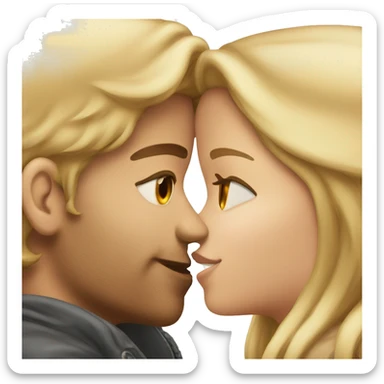 Brown haired boy kisses blonde girl  sticker