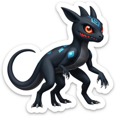 Shiny Badass Duskull-Salandit-Umbreon-Fakémon-hybrid-creature (full body)  sticker