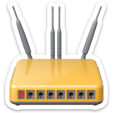 a real, highly realistic modem with antennas sticker