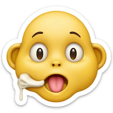 Emoji drooling half yellow bone out of mouth sticker
