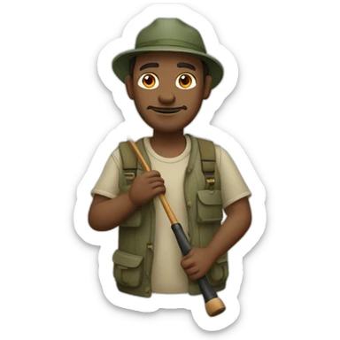 fisher man with fishing rod sticker