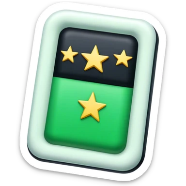 And flag with green on top witje in the middle with 3 stars and black on the bottom and it’s rectangle  sticker