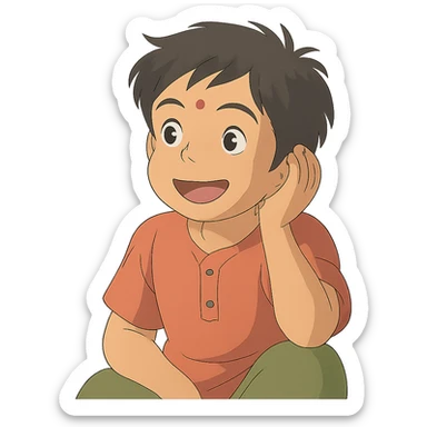 happy Indian kid listening to a story sticker