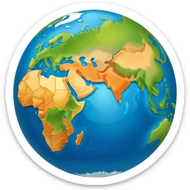 Earth globe with continents arranged in a creative 812 shape, stylized like previous design, iOS emoji style sticker