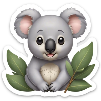 Cinematic Comical Koala Portrait Emoji, Head tilted dramatically with an exaggeratedly amused expression, featuring a quirky grey fur with a comically large black nose and wide, expressive eyes filled with playful disbelief, Simplified yet hilariously expressive features, highly detailed, glowing with a slightly sassy glow, high shine, dramatic yet playful, stylized with an air of cheeky eucalyptus mischief, bright and endearing, soft glowing outline, capturing the essence of a spirited and over‐the‐top koala, so meme‐worthy it feels like it could hug its way into internet fame instantly! sticker