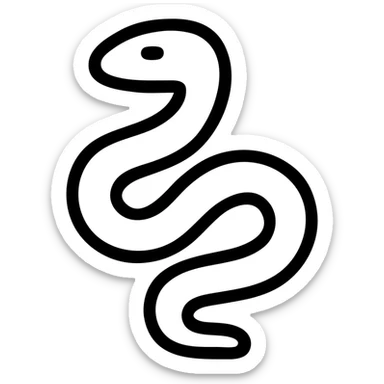 snake, minimalist black outline icon, no fill, simple lines sticker