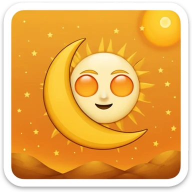 A triangular yellow flag with a crescent moon and above the moon a mini sun sticker