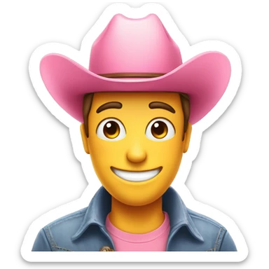  A pink heart with a smiley face wearing a preppy cowboy hat holding both of their thumbs up sticker