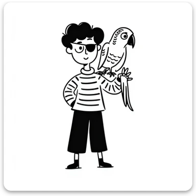 pirate with eye patch and parrot sticker