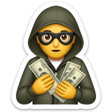 Robber with money na mão direita  sticker