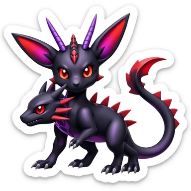 Shiny Badass Gothic Modern Futuristic Cute Guilmon-Umbreon-Salandit-hybrid sticker