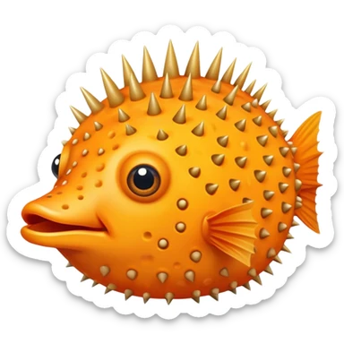 All Orange PufferFish with Spikes Only No fins facing forward sticker