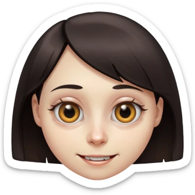 A female where the facial features are subtly distorted in impossible ways, unnatural eye color with veiny eyes, sickly skin texture combined with an unnatural creepy smile, liminal setting that feels wrong, uncanny eerie art style, extremely uncanny, scary femme fatale, bob cut, mole under eye sticker