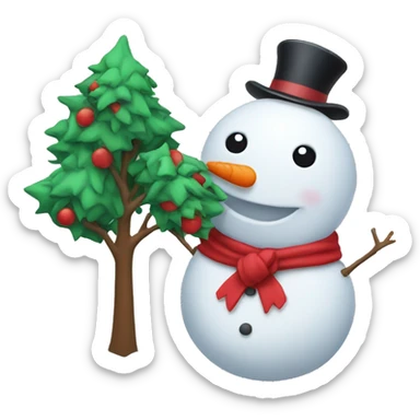 snowman eating a tree wearing a dress sticker
