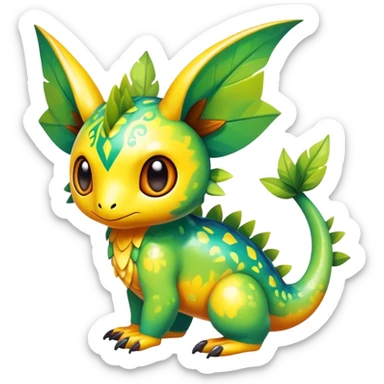 Exotic tropical shiny rare colorful epic cute Fakémon-creature, full body, with random markings sticker