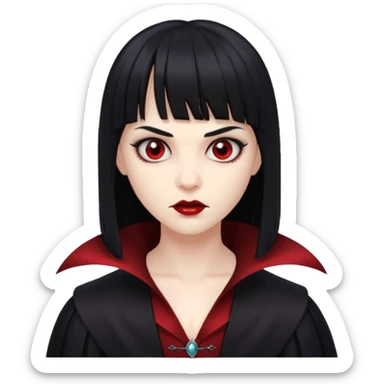 quero a foto de uma vampira com franja de cabelo preto sticker