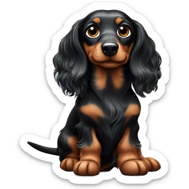Long-haired black merle dachshund with small one  sticker