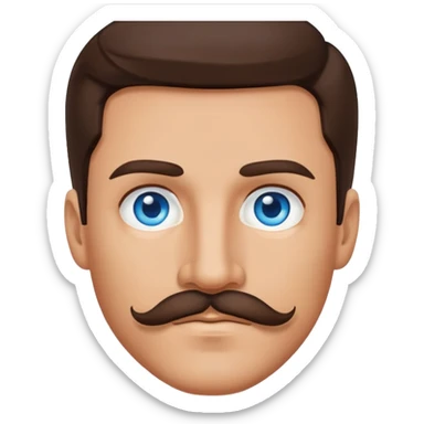 Brunette man with blue eyes and mustache  sticker