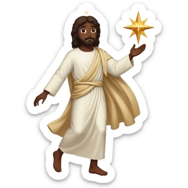 Dark skin christ Jesus walking in the heavens  sticker