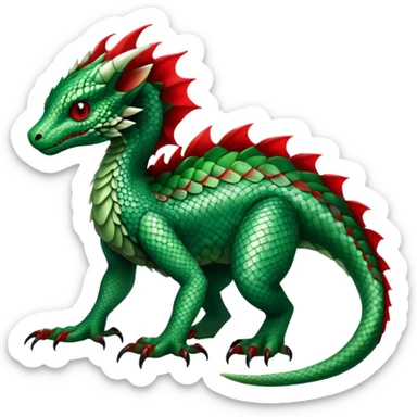 Cool Edgy Green Red ethereal badass Fionbri-Vernid-Trico-animal-creature full body sticker