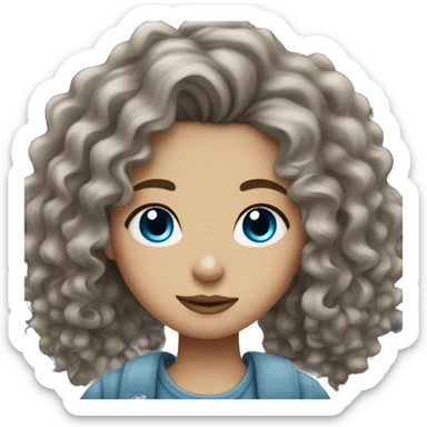 Brunette hair girl who’s style is grunge and has blue eyes with curly hair sticker