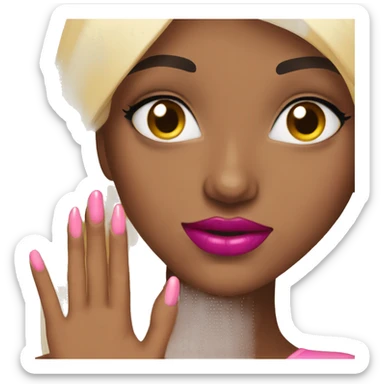 Blonde girl this brown eyes ang red manicure and pink lipstick  sticker