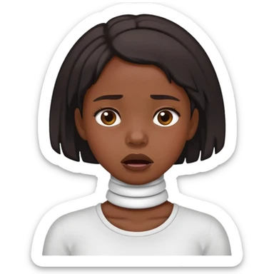 Black girl choking her own neck with a bothered face  sticker
