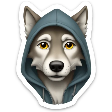 Wolf wearing a hoodie sticker