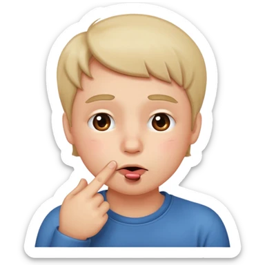 Emoji gêné les joues rose avec un doigt dans la bouche et les yeux qui regarde sur le côté iOS  sticker