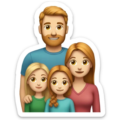 Family of 3 people : one Brown hair dad , one brown hair mom , one blond little daughter and a ginger cat christmas edition  sticker